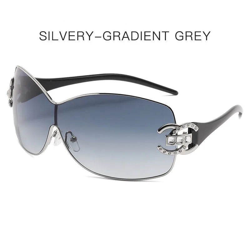 Fashion Sexy Sunglasses Women 2021 Crystal Diamond Oversized Lenses Gradient Sunglass Brand Designer Shades UV400 lunette femme