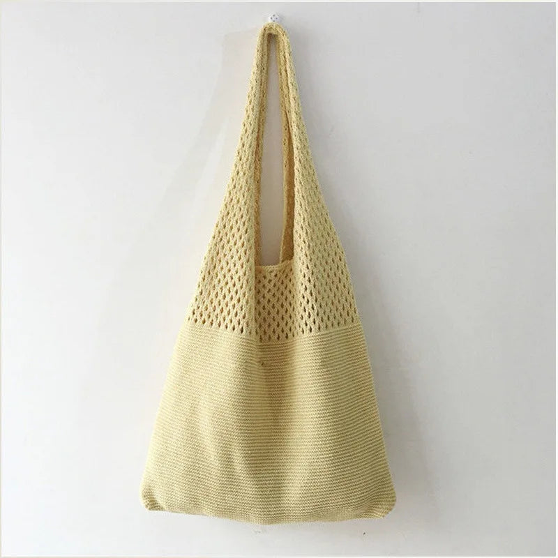 All-In-One Knitted Female Maldives Letter Woven Tote Bag Large Capacity Fashionable Women's Shoulder Bag
