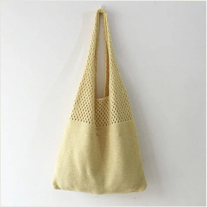 All-In-One Knitted Female Maldives Letter Woven Tote Bag Large Capacity Fashionable Women's Shoulder Bag