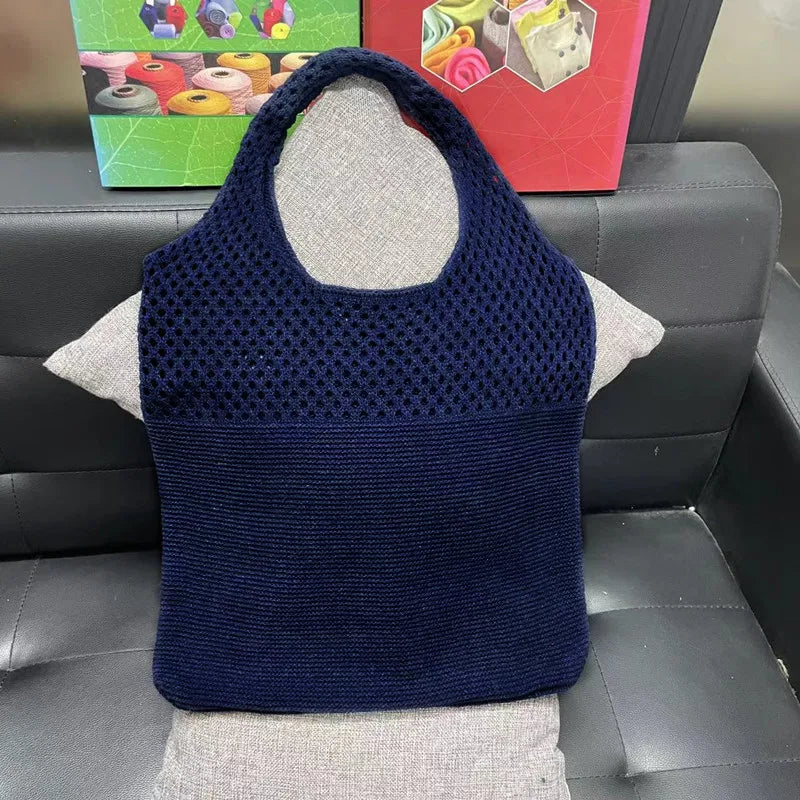 All-In-One Knitted Female Maldives Letter Woven Tote Bag Large Capacity Fashionable Women's Shoulder Bag