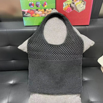 All-In-One Knitted Female Maldives Letter Woven Tote Bag Large Capacity Fashionable Women's Shoulder Bag