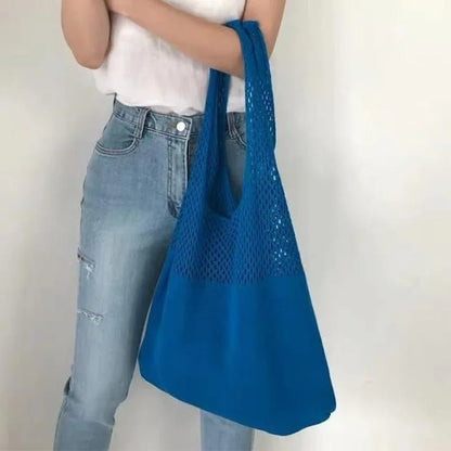 All-In-One Knitted Female Maldives Letter Woven Tote Bag Large Capacity Fashionable Women's Shoulder Bag