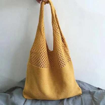 All-In-One Knitted Female Maldives Letter Woven Tote Bag Large Capacity Fashionable Women's Shoulder Bag