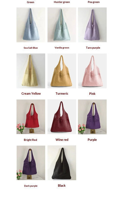 All-In-One Knitted Female Maldives Letter Woven Tote Bag Large Capacity Fashionable Women's Shoulder Bag