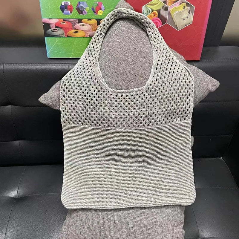 All-In-One Knitted Female Maldives Letter Woven Tote Bag Large Capacity Fashionable Women's Shoulder Bag