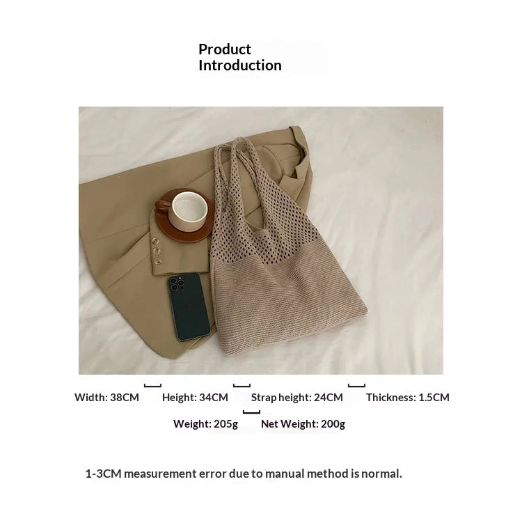 All-In-One Knitted Female Maldives Letter Woven Tote Bag Large Capacity Fashionable Women's Shoulder Bag