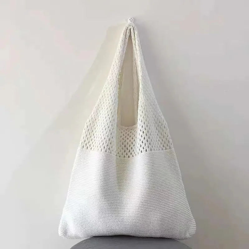 All-In-One Knitted Female Maldives Letter Woven Tote Bag Large Capacity Fashionable Women's Shoulder Bag