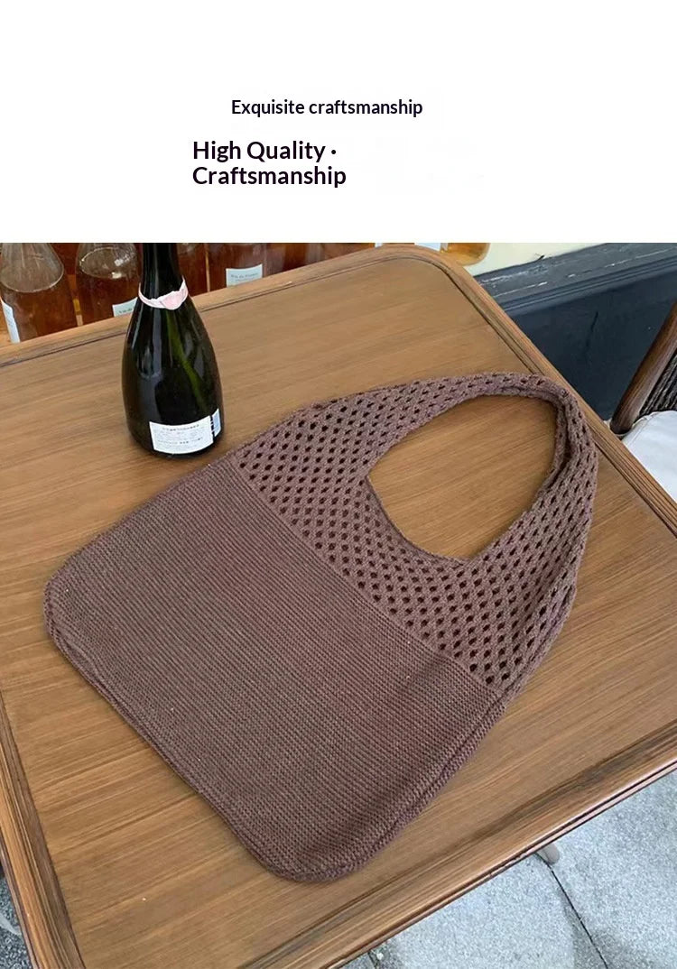 All-In-One Knitted Female Maldives Letter Woven Tote Bag Large Capacity Fashionable Women's Shoulder Bag