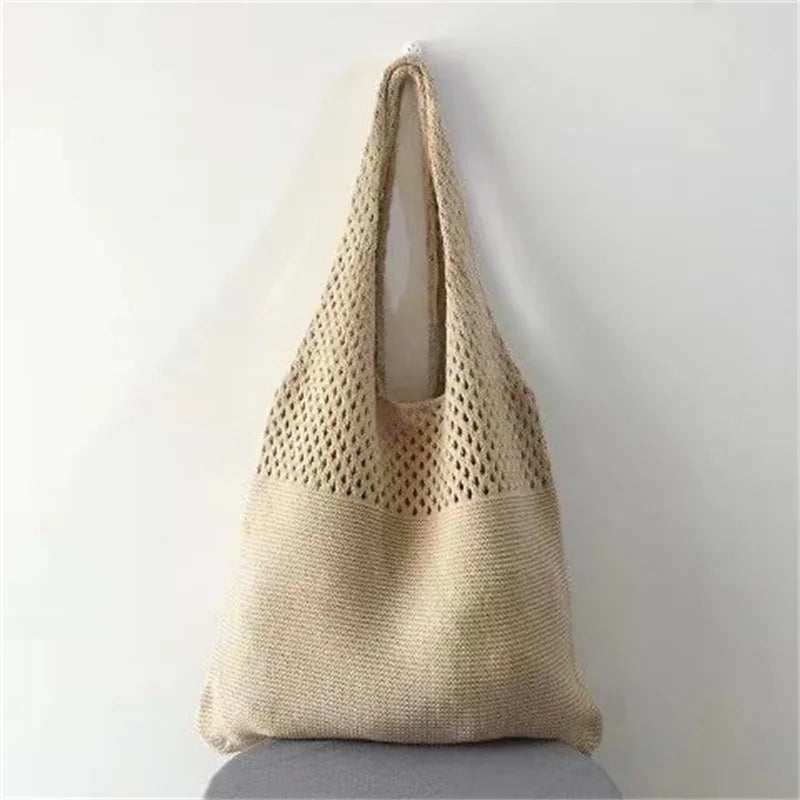 All-In-One Knitted Female Maldives Letter Woven Tote Bag Large Capacity Fashionable Women's Shoulder Bag