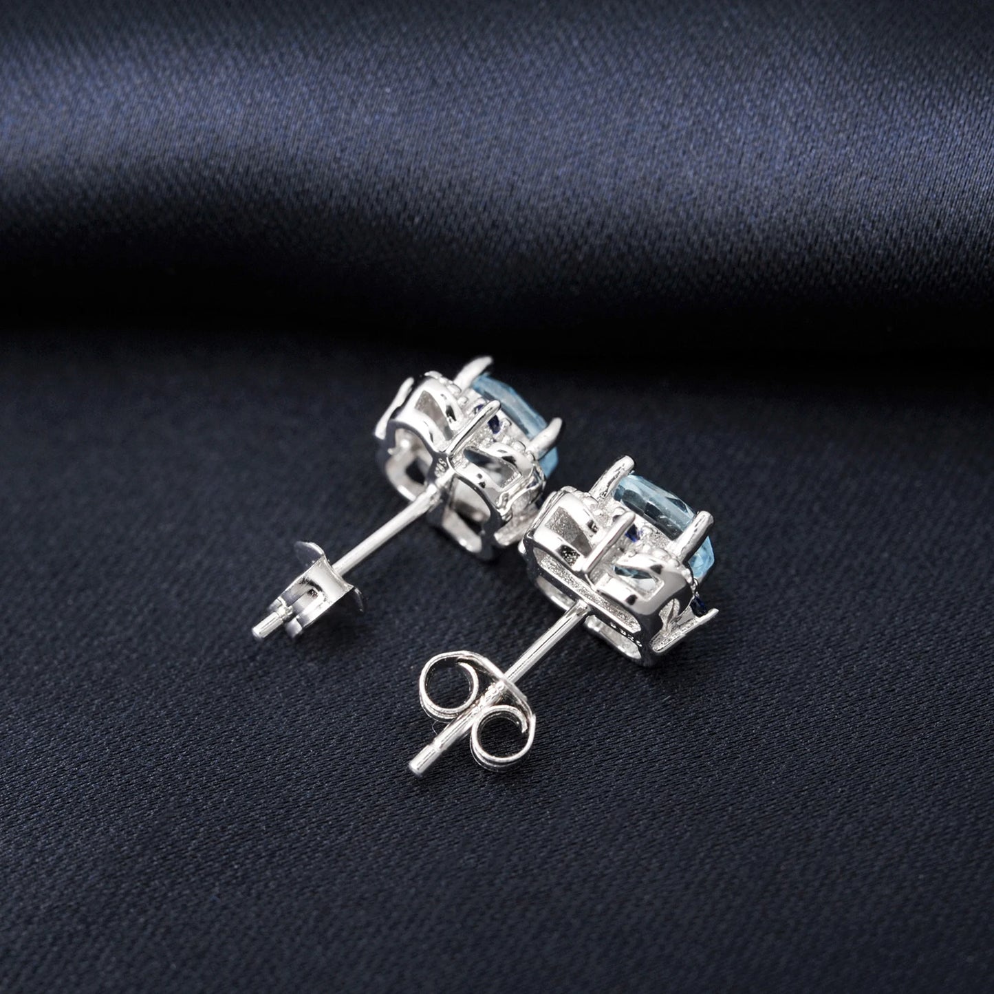 Potiy 925 sterling silver Natural Sky Blue Topa Earring for women jewellery elegant sets  retro luxury quality  valentines Gifts