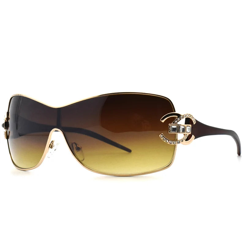 Fashion Sexy Sunglasses Women 2021 Crystal Diamond Oversized Lenses Gradient Sunglass Brand Designer Shades UV400 lunette femme