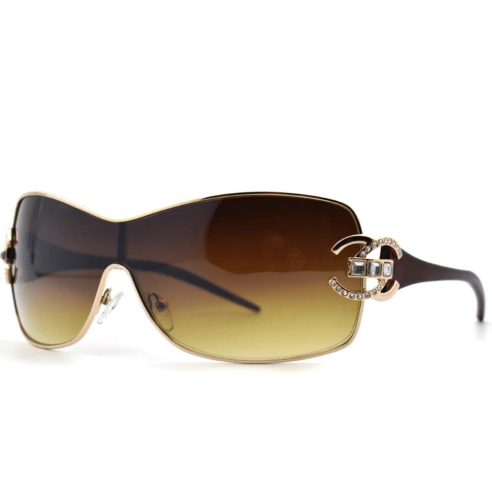 Fashion Sexy Sunglasses Women 2021 Crystal Diamond Oversized Lenses Gradient Sunglass Brand Designer Shades UV400 lunette femme