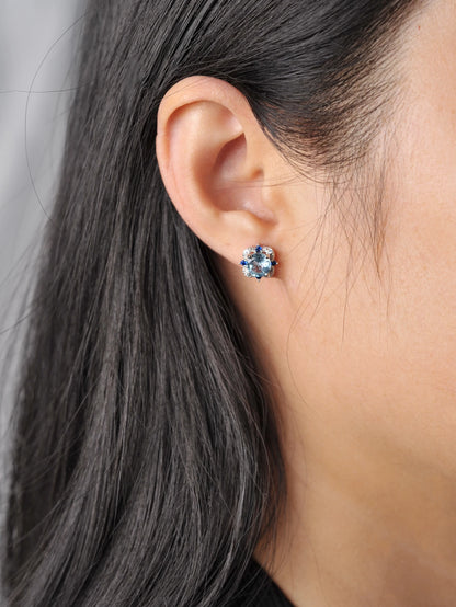 Potiy 925 sterling silver Natural Sky Blue Topa Earring for women jewellery elegant sets  retro luxury quality  valentines Gifts
